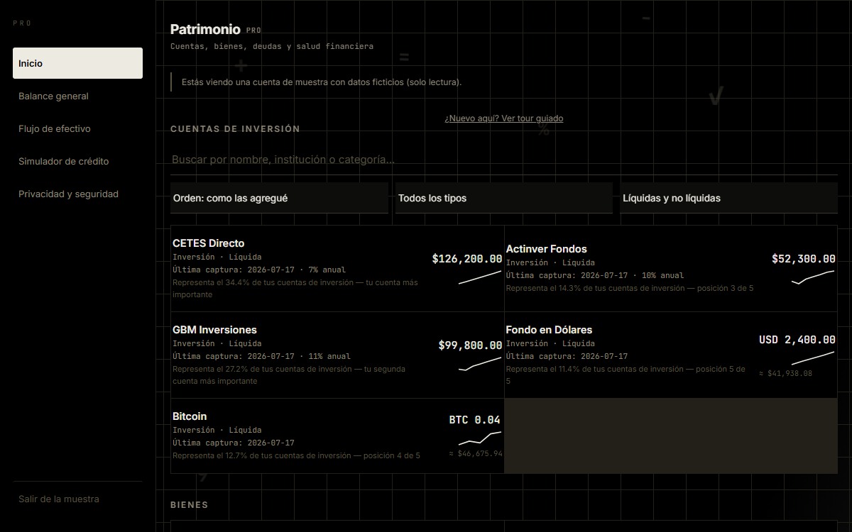 Dashboard actual de Patrimonio Pro