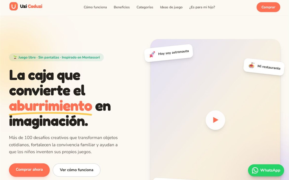 Landing page actual de Uzi Caduzi